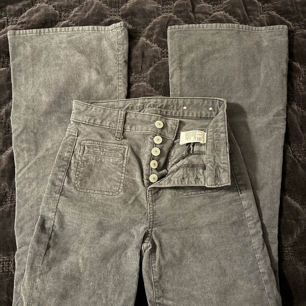 American Eagle Outfitters Women's Grey Corduroy Jeans